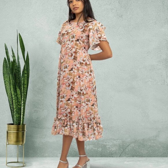 Pink Printed Dress | Harmony Hues Collection | Muvvas Boutique - Picture 5 of 6